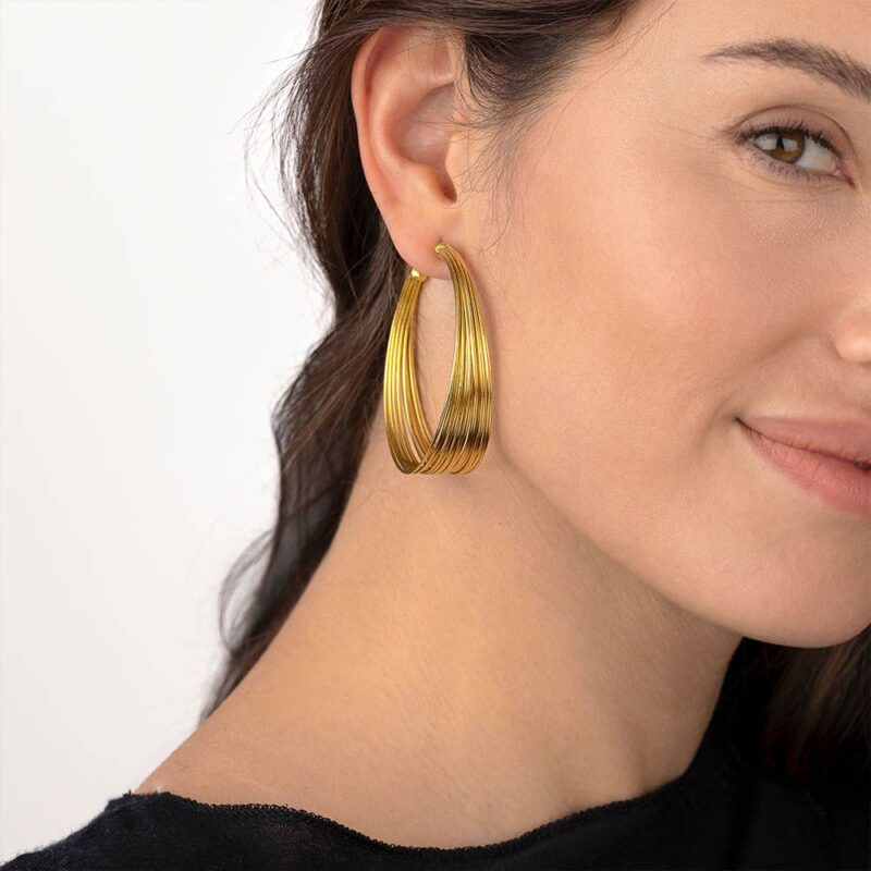 Orecchini Cerchi Grandi Multi fili - immagine 2