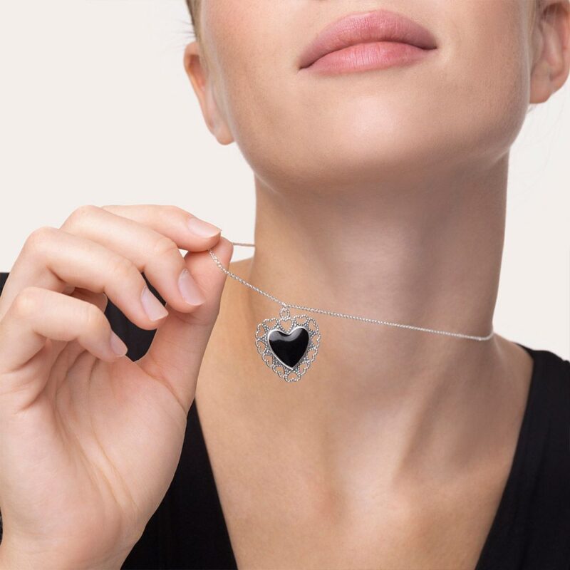 Collana Cuore Merletto Nero - immagine 3