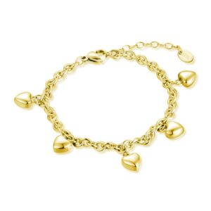 Bracciale 5 Cuori Pendenti pvd Oro