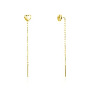 Orecchini Saliscendi Cuore Bombato pvd Oro