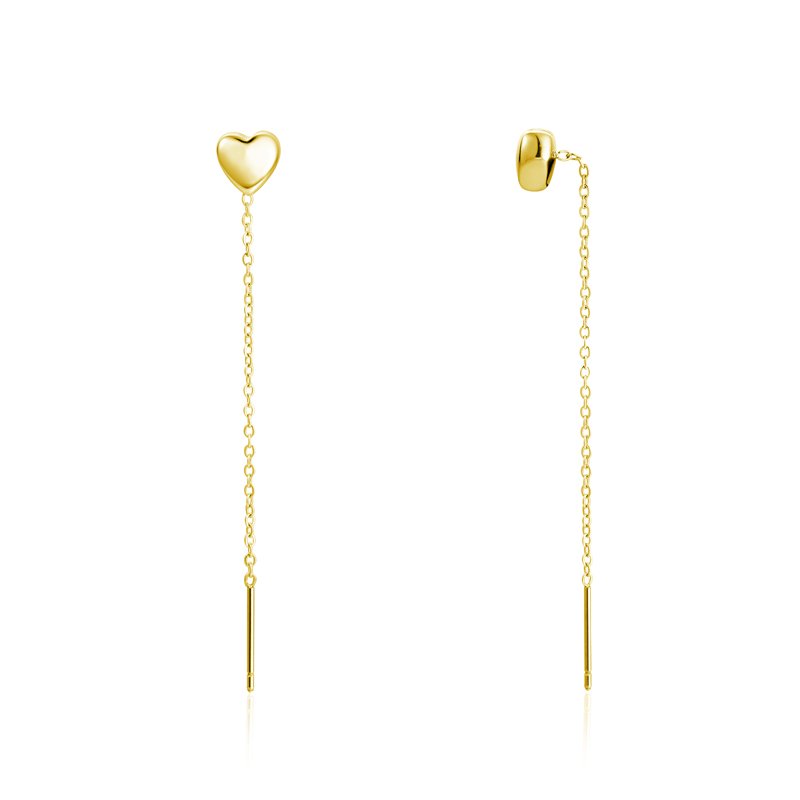 Orecchini Saliscendi Cuore Bombato pvd Oro