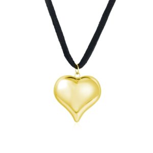 Collana Cordino Ecopelle con Cuore pvd Oro