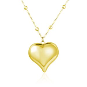 Collana Catena Pallini e Cuore Pendente pvd Oro