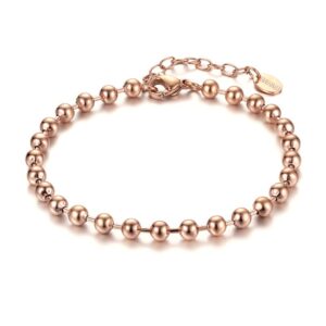 Bracciale Piccole Sfere Distanziate IP Rosa