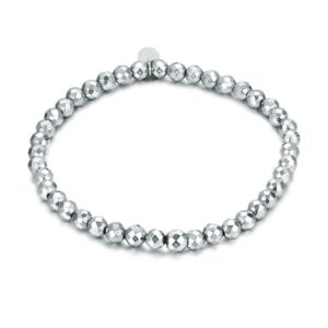 Bracciale Piccole Sfere Sfaccettate Ematite Rodiata