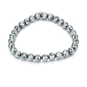 Bracciale Medie Sfere Sfaccettate Ematite Rodiata