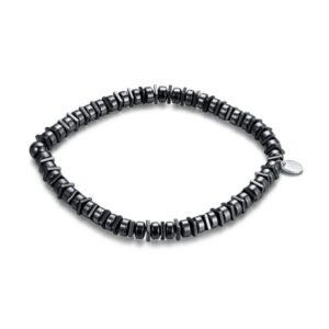 Bracciale Ematite Elasticizzato Con Quadrati e Sfere