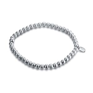 Bracciale Ematite Elasticizzato Con Sfere 4mm Rodiato