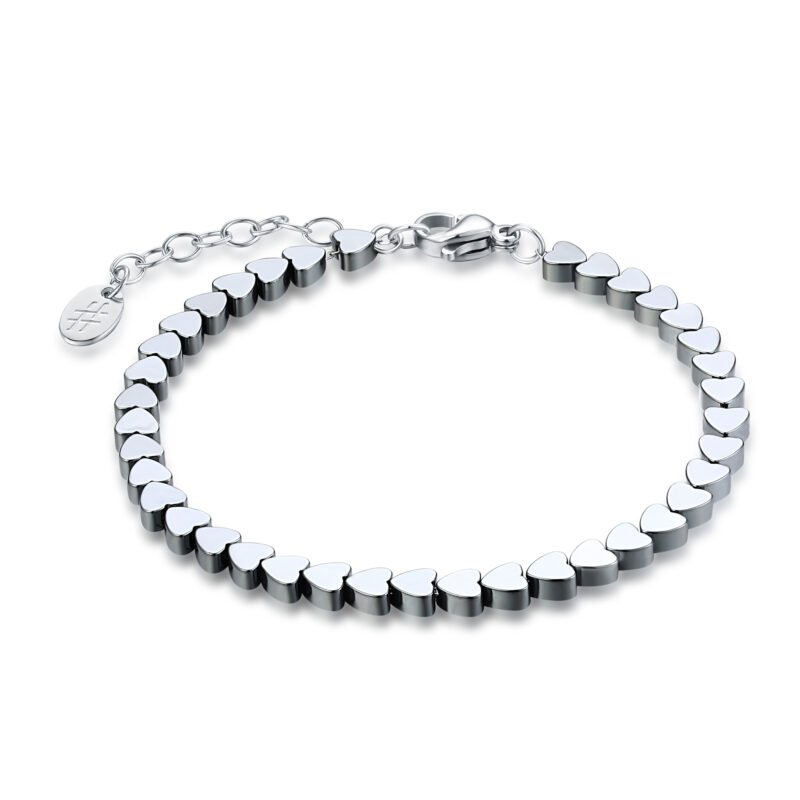 Bracciale Cuori in Ematite Scura