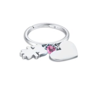 Anello Con Bimba e Cuore Pendente