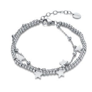 Bracciale Pallini con Stelline Pendenti Acciaio