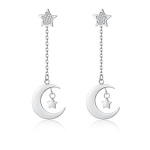 Orecchini Pendenti Luna e Stelle