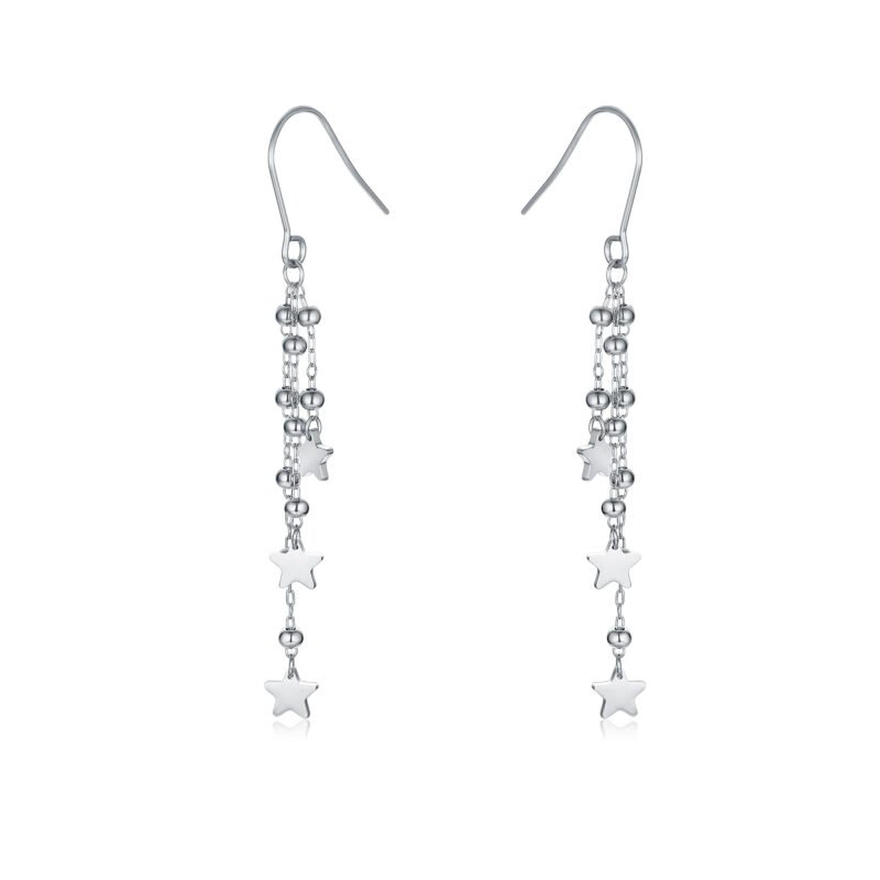 Orecchini Pendenti Stelline Acciaio