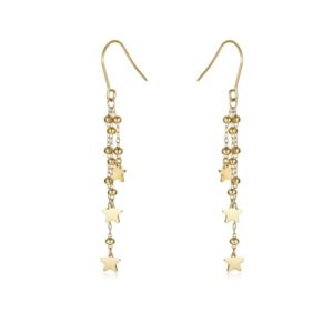 Orecchini Pendenti Stelline Acciaio Color Oro