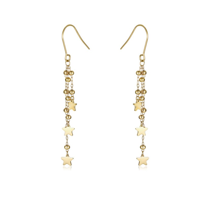 Orecchini Pendenti Stelline Acciaio Color Oro