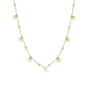 Collana Con Stelline Pendenti Acciaio Color Oro