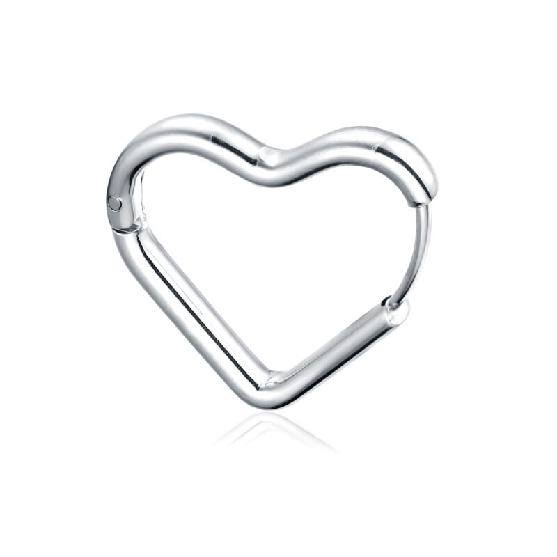 Orecchino Singolo Scattino Cuore Grande Acciaio