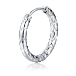 Orecchino Singolo Scattino Martellato Grande Acciaio