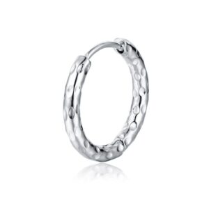 Orecchino Singolo Scattino Martellato Piccolo Acciaio