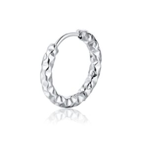 Orecchino Singolo Scattino Diamantato Grande Acciaio