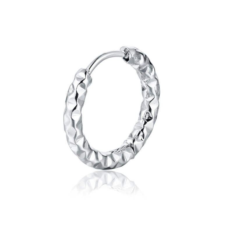 Orecchino Singolo Scattino Diamantato Grande Acciaio