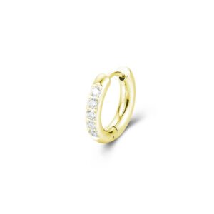 Orecchino Singolo Scattino Bombato Cristalli 16 mm pvd oro