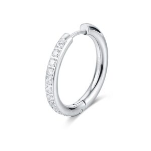 Orecchino Singolo Scattino Bombato Cristalli 24 mm