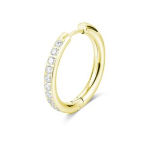 Orecchino Singolo Scattino Bombato Cristalli 24 mm pvd oro