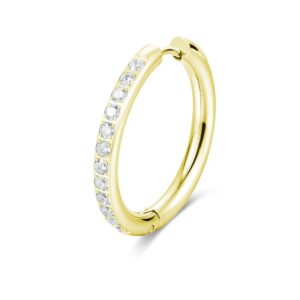 Orecchino Singolo Scattino Bombato Cristalli 26 mm pvd oro