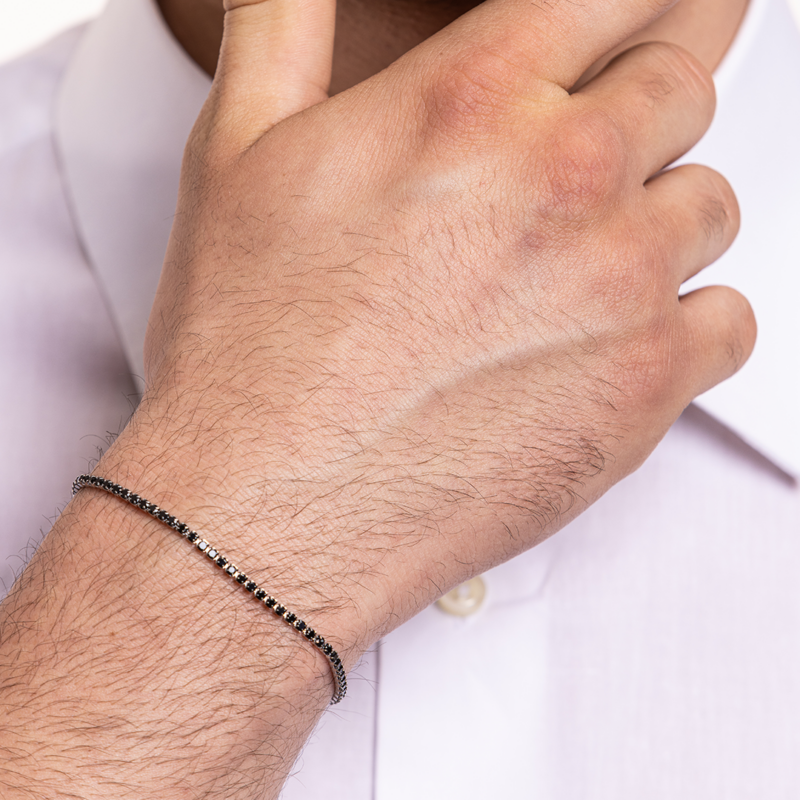 BRACCIALE TENNIS CRISTALLI NERI 2MM (uomo) - immagine 2