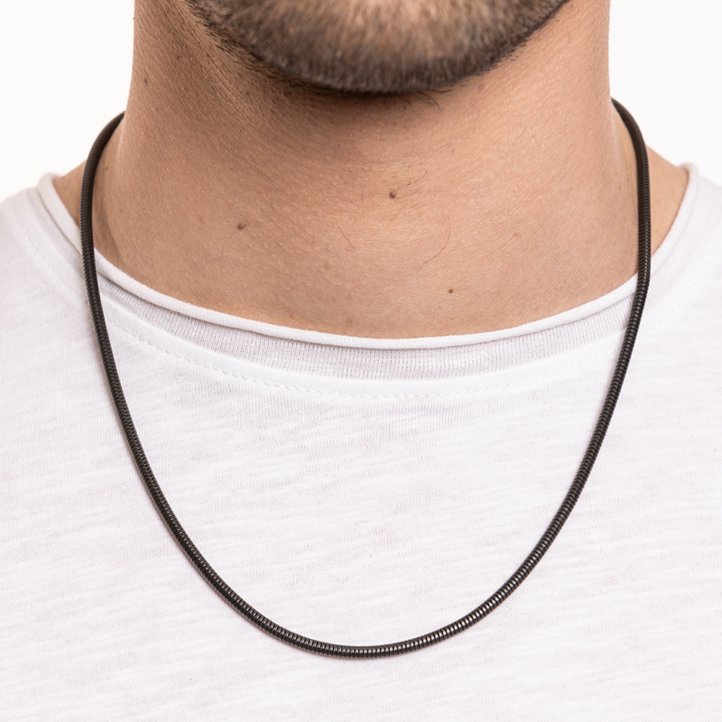 Collana catena coda di topo PVD nero - immagine 2