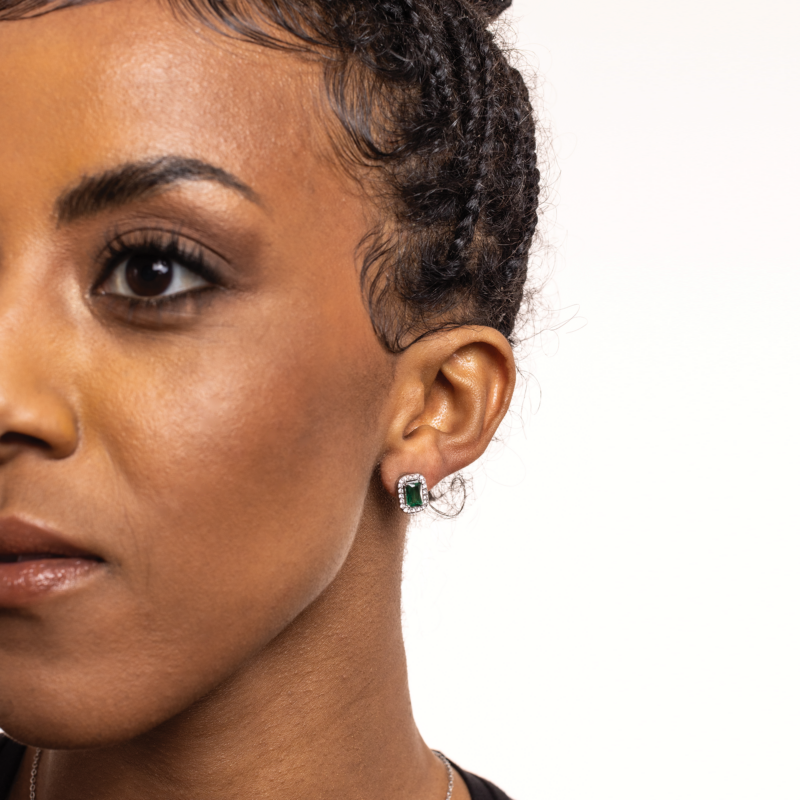 Orecchini Cristallo Rettangolare Verde - immagine 2