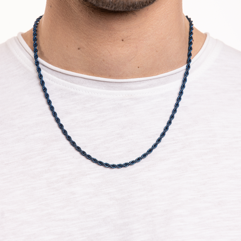 Collana catena corda PVD blu - immagine 2