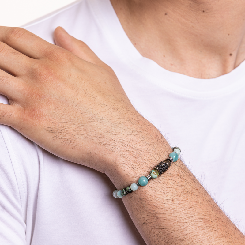 Bracciale Amazonite e Turchese Africano - immagine 2