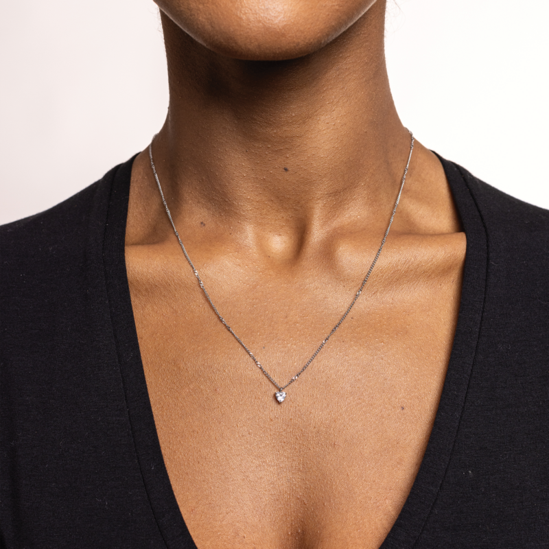 Collana Cristallo Cuore Pendente Bianco - immagine 2