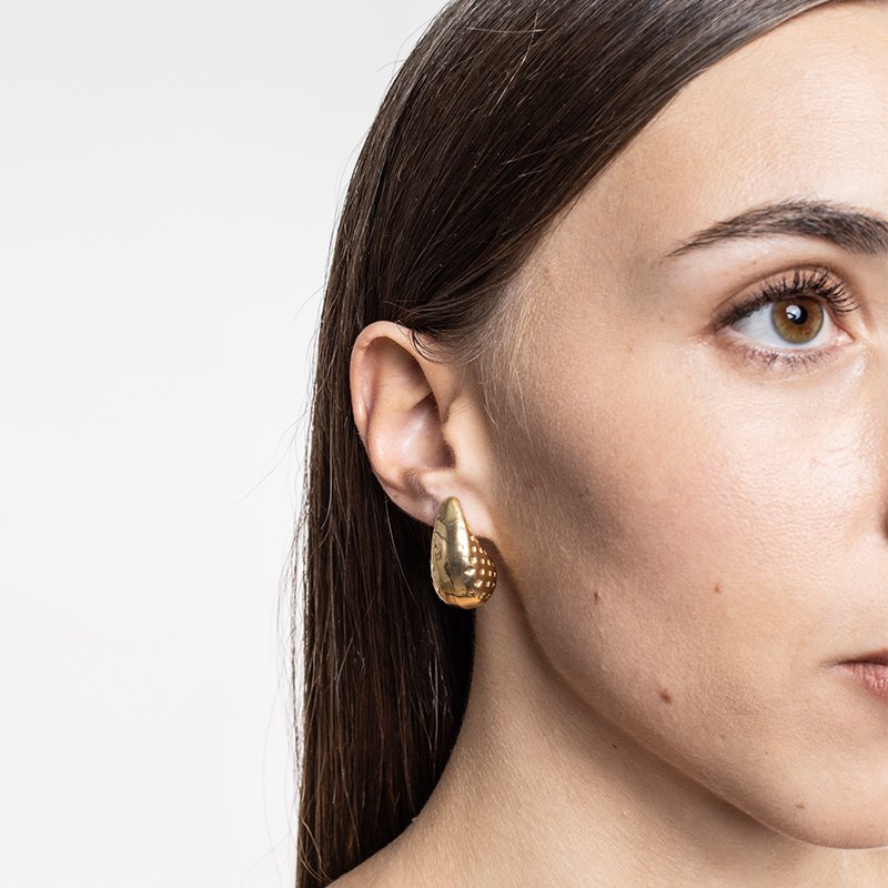 Orecchino Drop Puntinato pvd Oro - immagine 2