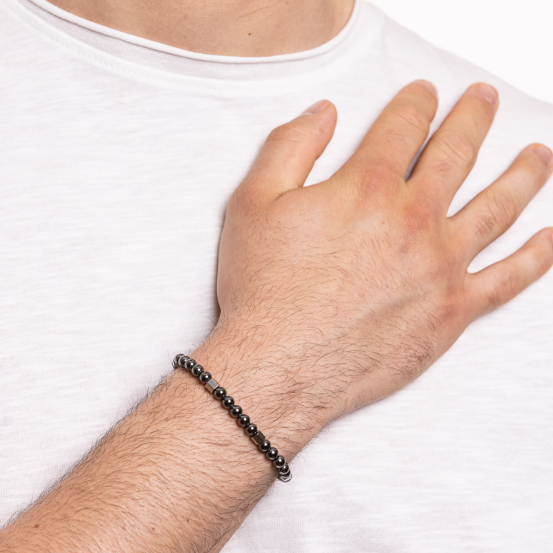 Bracciale Uomo Acciaio e Ematite - immagine 2