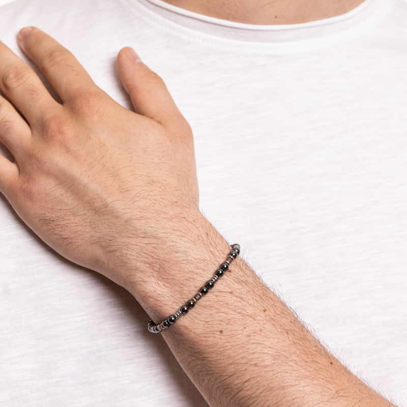 Bracciale Uomo Acciaio e Ematite - immagine 2