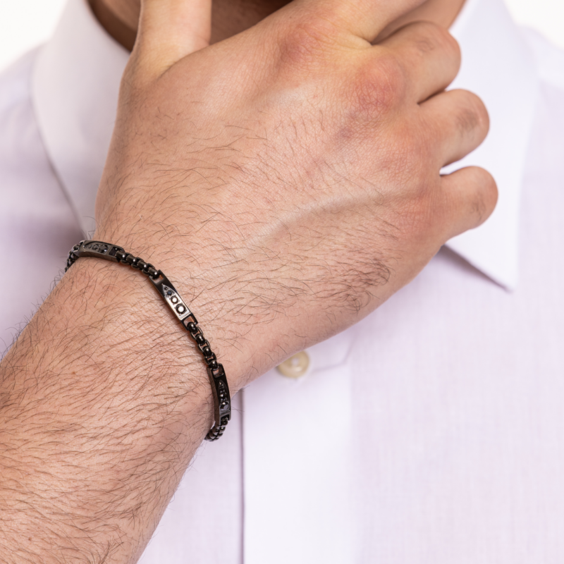 BRACCIALE NERO CRISTALLI NERI - immagine 3