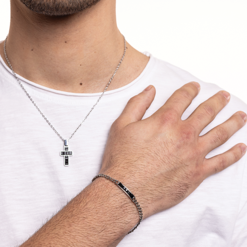 Bracciale Targa Cristalli Neri - immagine 2