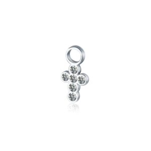 Mini Charm Croce Con Cristalli Bianchi