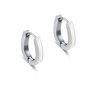 Orecchini Scattino a Goccia con Smalto Bianco