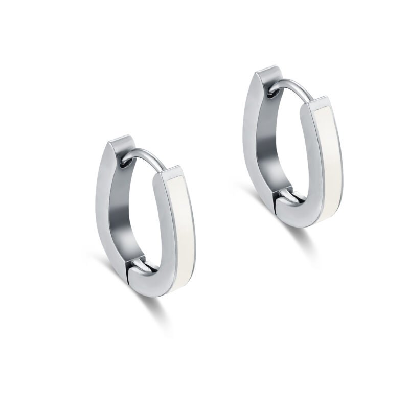 Orecchini Scattino a Goccia con Smalto Bianco