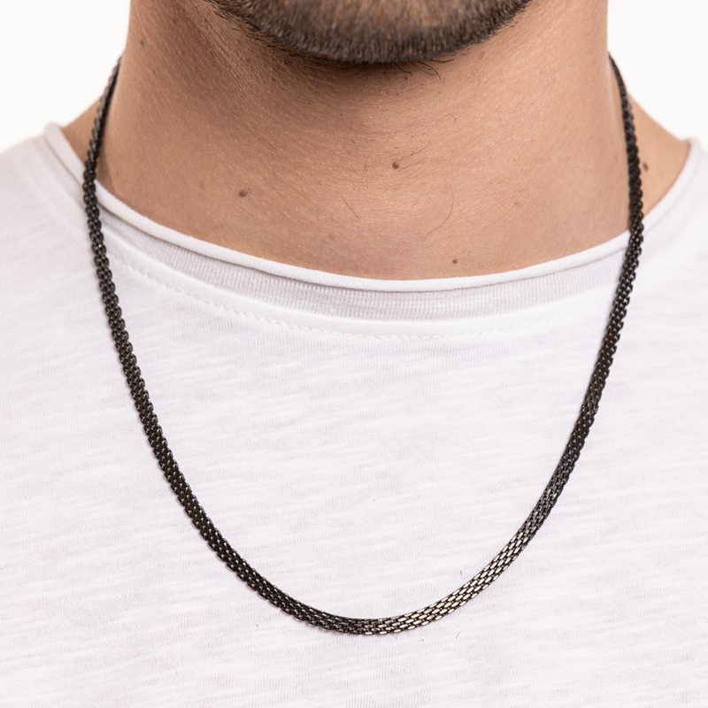Collana Catena Mesh Acciaio Pvd Nero - immagine 2