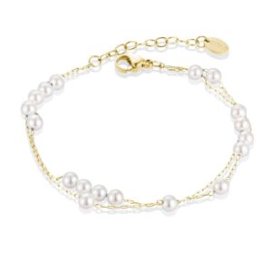 Bracciale in Madreperla Sfere Sfalsate Pvd Oro