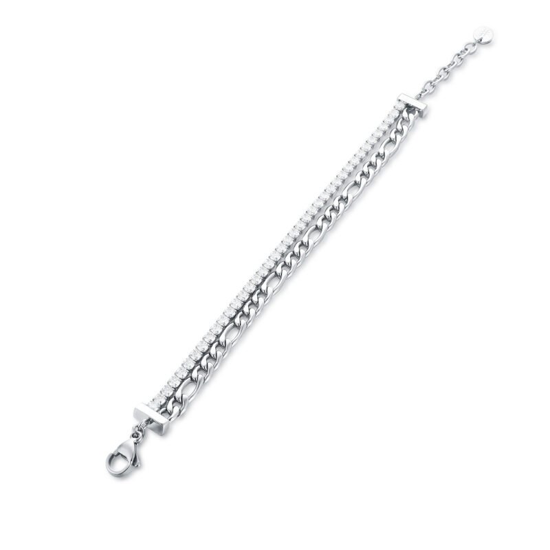 Bracciale Tennis 3mm con catena figaro - immagine 3