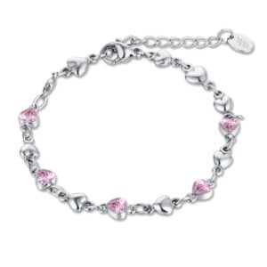 Bracciale Cuori Cristalli Rosa