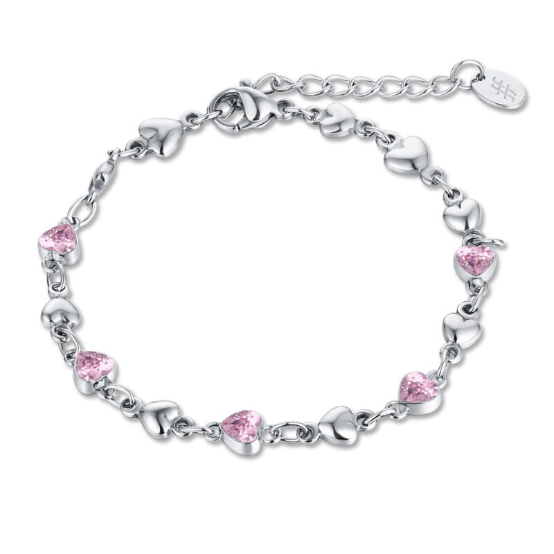 Bracciale Cuori Cristalli Rosa