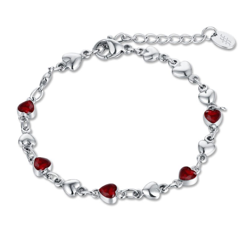 Bracciale Cuori Cristalli Rossi