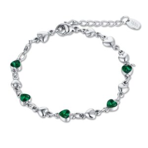 Bracciale Cuori Cristalli Verdi